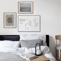 国产 守候幸福 北欧风格卧室装饰画 现代简约床头挂画客厅组合壁画线条