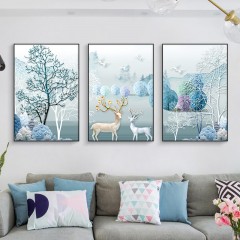 国产 客厅装饰画沙发背景墙挂画创意麋鹿现代简约北欧卧室壁画餐厅墙画