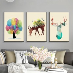 国产 客厅装饰画沙发背景墙挂画创意麋鹿现代简约北欧卧室壁画餐厅墙画