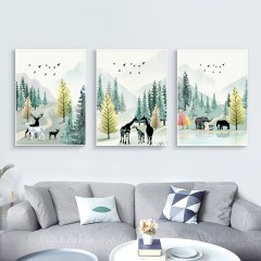 国产 客厅装饰画沙发背景墙挂画创意麋鹿现代简约北欧卧室壁画餐厅墙画