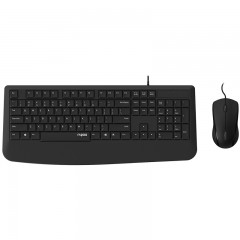 雷柏 有线键鼠套装镭雕键帽鼠标键盘套光学办公防水鼠键套装 NX1900