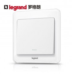 罗格朗 开关插座面板冰莹白单开单控带荧光带LED灯指示开关面板