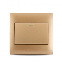 罗格朗 香槟色开关插座面板86型仕界单开双控荧光一开双控荧光