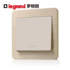 罗格朗 开关插座面板细金纹单开单控荧光面板 一开单控荧光开关