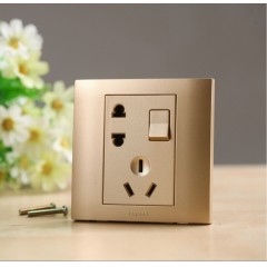 罗格朗 墙壁86型二三插一开五孔带开关的插座面板家用5孔插板