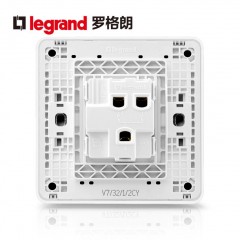 罗格朗 开关插座面板冰莹白86型双开单控带荧光开关带LED灯开关