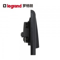 罗格朗 黑色二开单控双开面板双联单控家用二位电灯开关2开86型