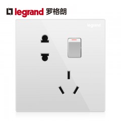 罗格朗 墙壁86型二三插一开五孔带开关的插座面板家用插板逸景