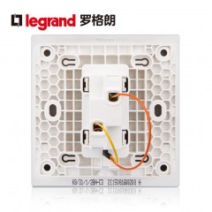 罗格朗 逸景深砂银单联单控单开带LED指示灯一开一位家用开关面板