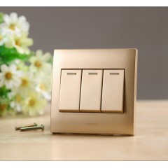 罗格朗 3开双控带荧光86型三开双控荧光开关插座面板三位双控