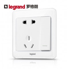 罗格朗 开关插座面板冰莹白五孔一开双控面板五孔带双控开关五孔