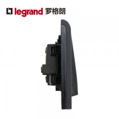 罗格朗 黑色家用双开双控2开二位一灯双控开关面板86型双联二开