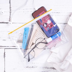 得力 透明拉链袋 A5拉边袋塑料文件袋5524资料袋 透明文件袋5526塑料拉边袋