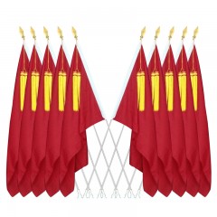 国产 会议室大党徽主席台背景旗帜大会徽红旗礼堂旗套装会议旗枪头旗穗旗杆礼堂底座