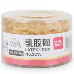 得力 3213乳胶圈(100g/盒) 橡皮筋 牛皮筋 不易断超强拉力