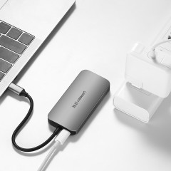 绿联CM136Type-C扩展坞USB-C转3.0HUB+VGA转换器 带PD充电50210