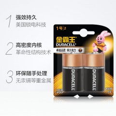 金霸王 电池碱性大号电池2粒装 1号