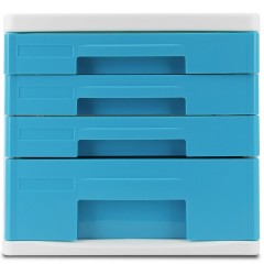 得力 档案柜抽屉式收纳箱4层办公桌面文件箱 9762