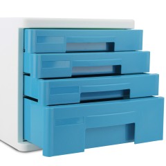 得力 档案柜抽屉式收纳箱4层办公桌面文件箱 9762