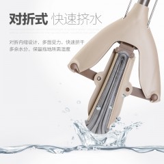茶花 灵弧大号伸缩胶棉拖把家用免手洗对折式吸水拖头不锈钢海绵拖