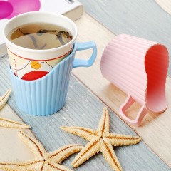 宜洁 杯托一次性纸杯水杯杯架杯拖塑料杯套隔热防烫办公室家用6只