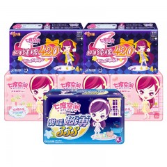 七度空间 少女系列整经期最佳日夜组合绵柔超薄超长夜用420mm混合