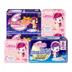 七度空间 少女系列整经期最佳日夜组合绵柔超薄超长夜用420mm混合