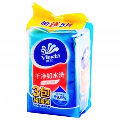 维达  湿巾vw1020洁肤去菌独立量贩装3包* 10片/包+5片