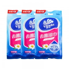 维达  湿巾清新舒爽湿纸巾雏菊清香独立10包100片VW1012