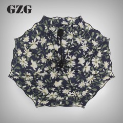 GZG 雨伞折叠太阳伞女黑胶防晒防紫外线遮阳伞学生小清新女神森系