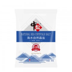 中盐 未加碘海水自然晶盐300g食盐巴无碘的盐精制食用无典
