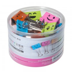 齐心 B3687 笑脸彩色长尾票夹分类长尾夹文件夹子彩色长尾夹票夹燕尾夹小夹子