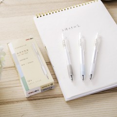 得力 中性笔乐素A003B-01按动黑色签字笔学生办公用品12支/盒