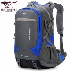 七匹狼登山包双肩男 防水运动背包双肩包男女户外野营徒步旅行包
