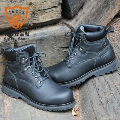 赛固 真皮马丁靴夏季劳保鞋男钢包头高帮防滑防砸防刺穿安全鞋透气