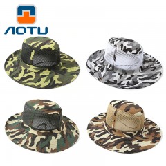 凹凸户外迷彩网帽 渔夫帽 防虫防蚊帽 折叠式休闲帽 防晒太阳帽子AT8708