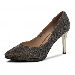 红蜻蜓 女鞋春季新款细高跟鞋优雅职场尖头浅口女单鞋皮鞋