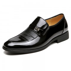 红蜻蜓 男鞋 新款真皮时尚正装商务经典漆皮套脚男皮鞋