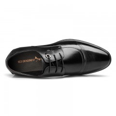 红蜻蜓 真皮男鞋 春季新款商务男士皮鞋正装休闲透气系带单鞋