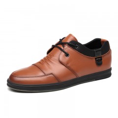 红蜻蜓 男鞋春季真皮软底休闲鞋系带防滑耐磨皮鞋