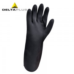 代尔塔 氯丁橡胶高性能耐酸碱耐热防护手套耐油工业级重型防化手套201510