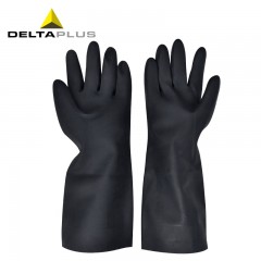代尔塔 氯丁橡胶高性能耐酸碱耐热防护手套耐油工业级重型防化手套201510
