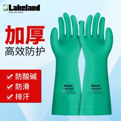 雷克兰 橡胶手套耐酸碱防滑耐油劳保工业化学防化手套EN19F