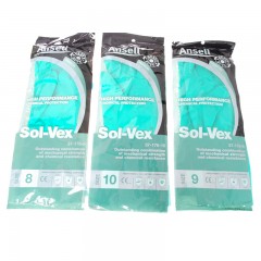 Ansell/安思尔  加厚防滑防水耐酸碱溶剂防化防油工业劳保橡胶手套37-176