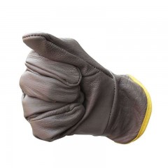 谋福 牛皮电焊短款手套防热烫皮手防咬隔热手套烧焊焊工手套 深色HTGGQS