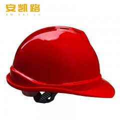 安凯路 安全帽 工地工程透气建筑防砸头盔 免费印字 V型透气-红色