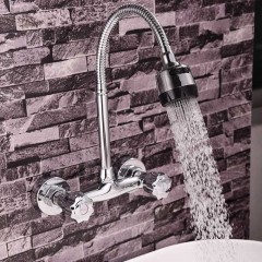 名爵 全铜入墙式双孔水龙头 万象旋转厨房冷热水龙头 MEJUEZ-1131