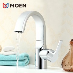 摩恩 卫生间台盆高抛单孔单把单孔面盆冷热水龙头瀑布出水 63121