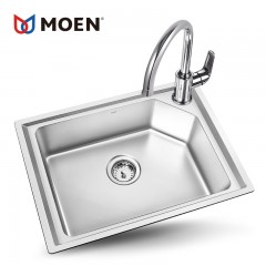 摩恩 水槽单槽厨房洗菜盆304不锈钢洗碗池加厚菜盆水槽套餐 22173