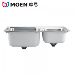 摩恩 厨房304不锈钢水槽双槽套餐加厚手工洗菜盆洗碗池水盆 28002SL